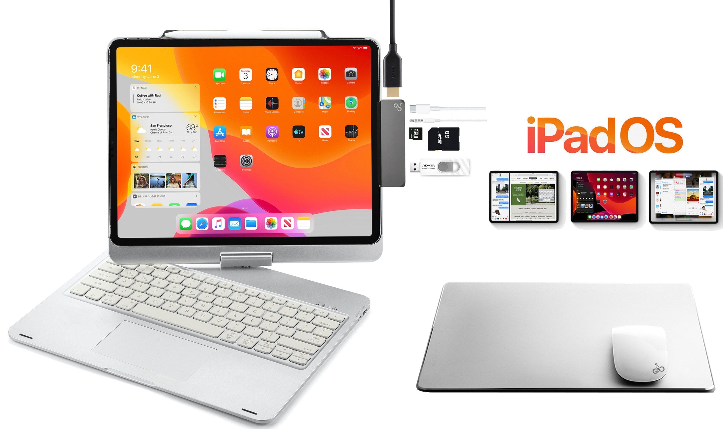 Gold and Cherry iPad Hub