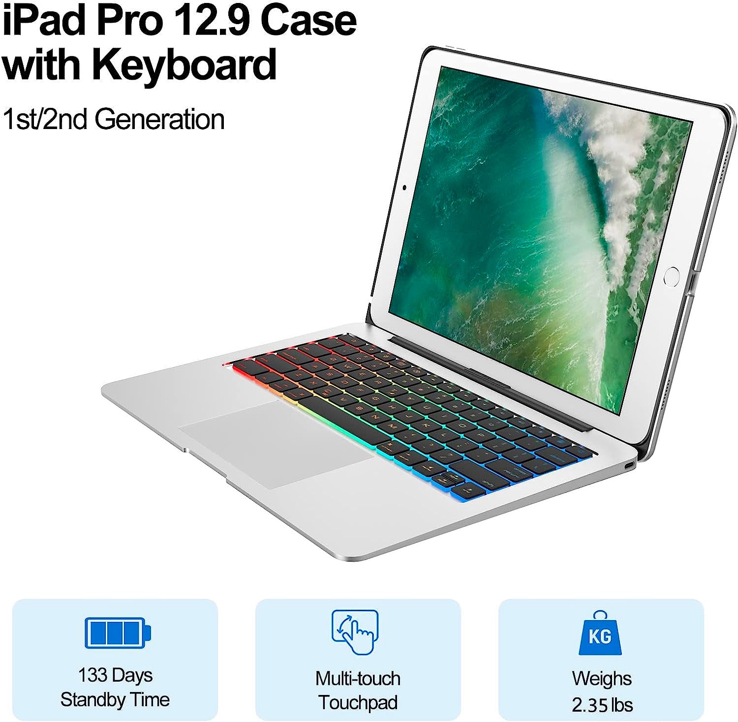 Keyboard Case for 12.9" iPad Pro (1-2 Gen) - Gold & Cherry