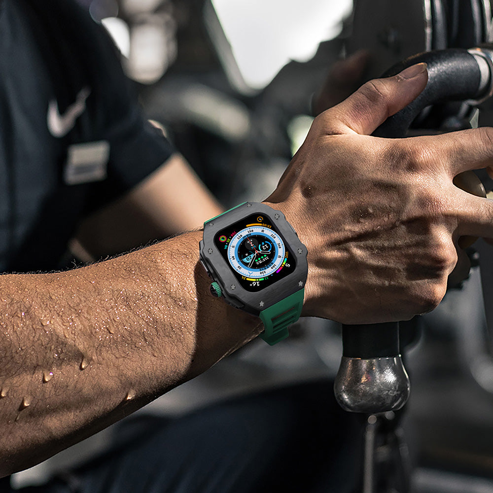 44/45MM Apple watch Carbon fiber & Black Titanium case - Gold & Cherry