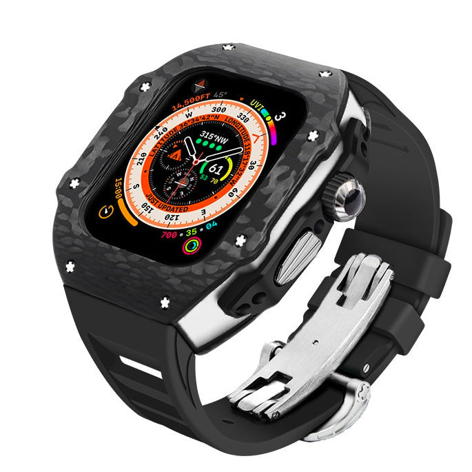 44/45MM Apple watch Carbon & Titanium Silver fiber case