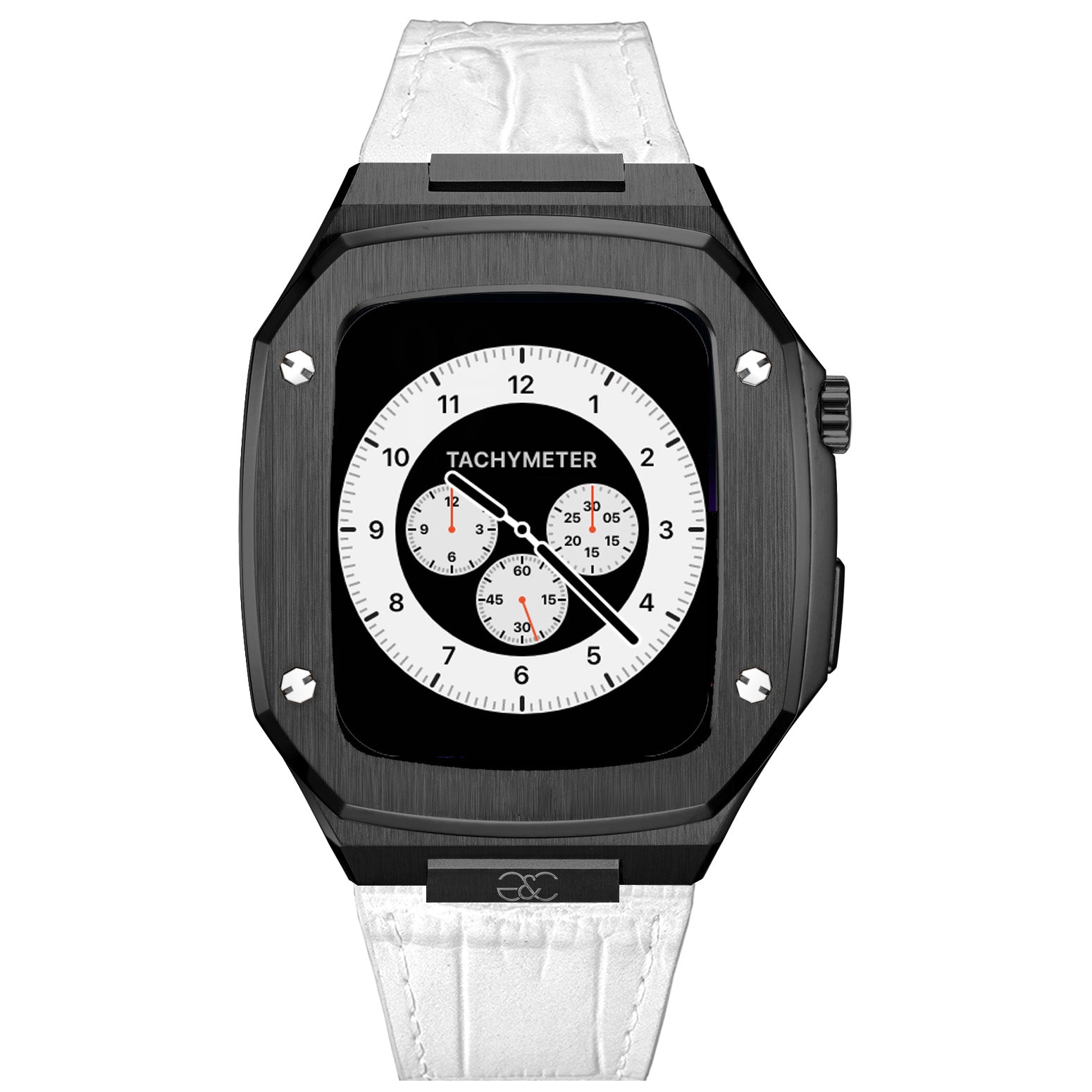Apple Watch Black Steel case (Leather band) - Gold & Cherry