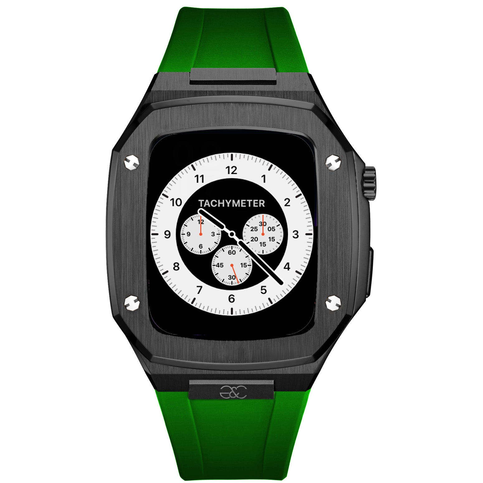 44/45mm Apple Watch Black Steel case (Silicone band) - Gold & Cherry