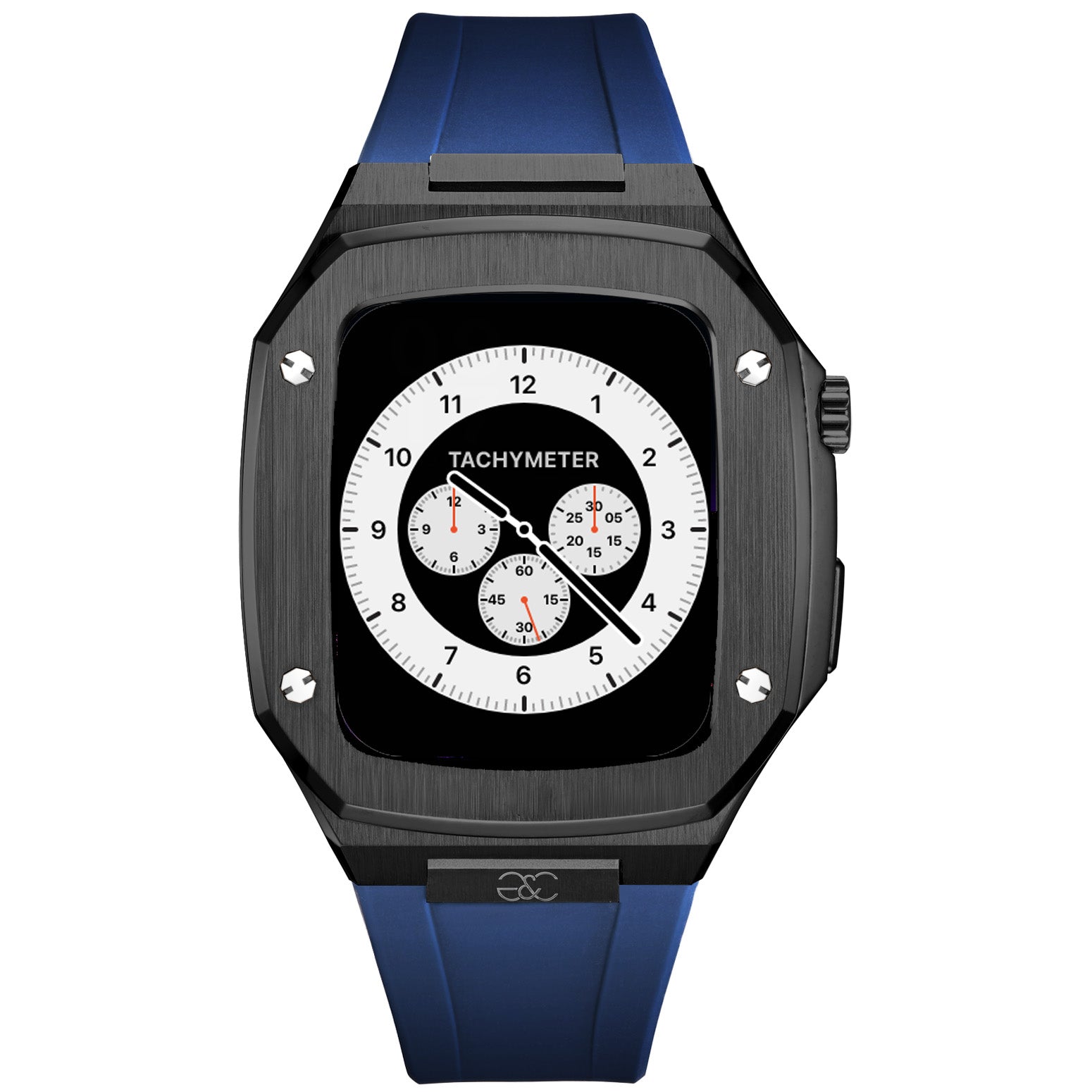 44/45mm Apple Watch Black Steel case (Silicone band) - Gold & Cherry