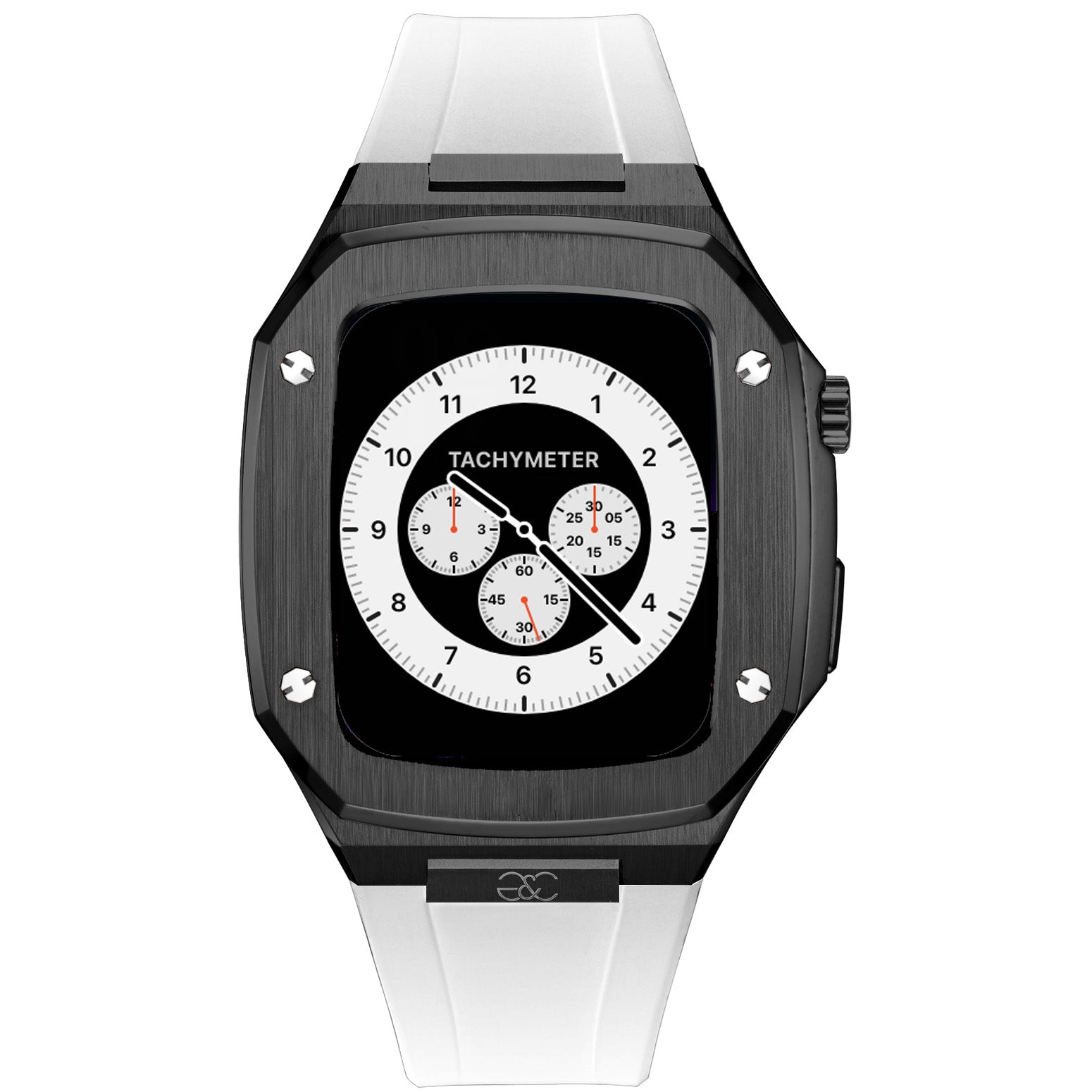 44/45mm Apple Watch Black Steel case (Silicone band) - Gold & Cherry