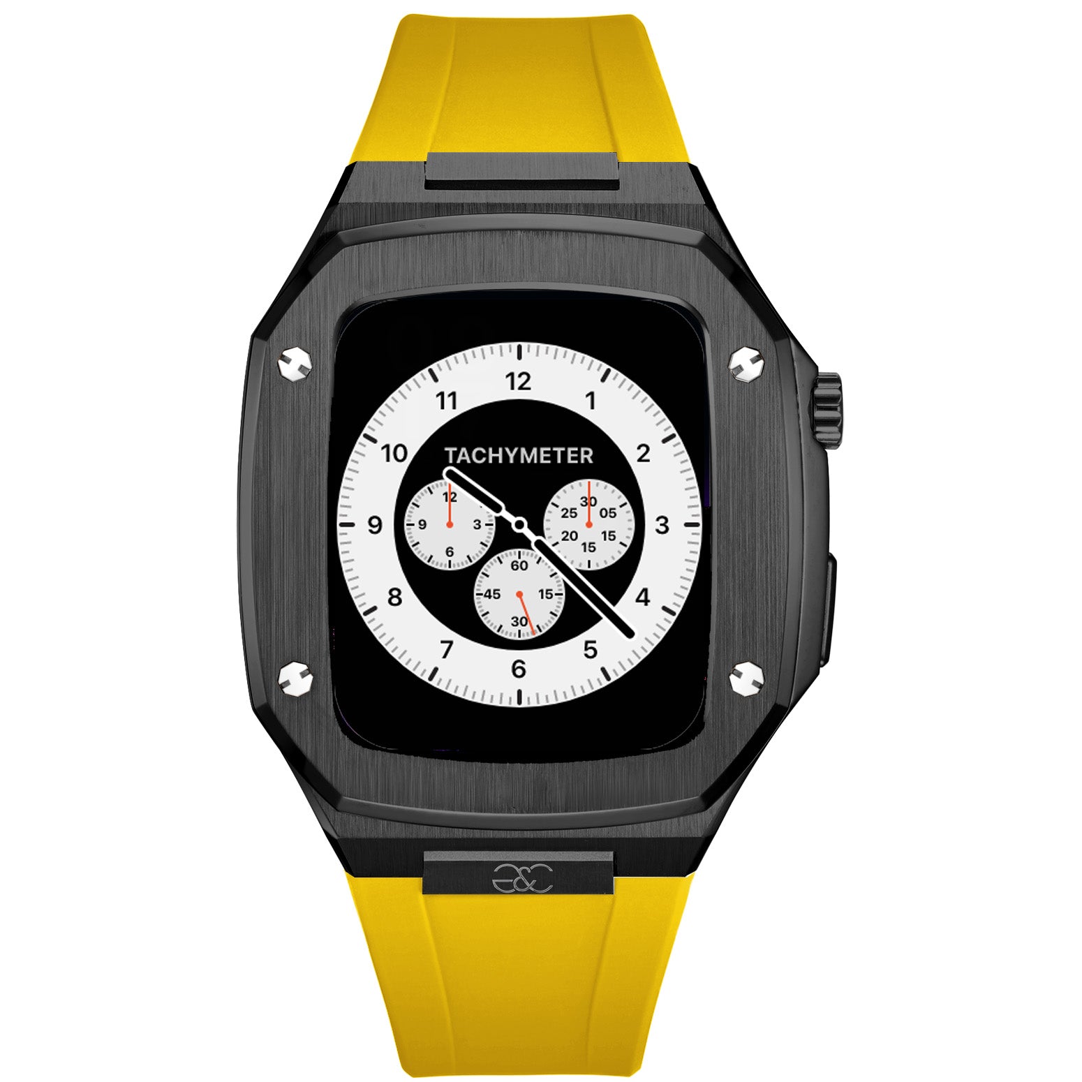 44/45mm Apple Watch Black Steel case (Silicone band) - Gold & Cherry