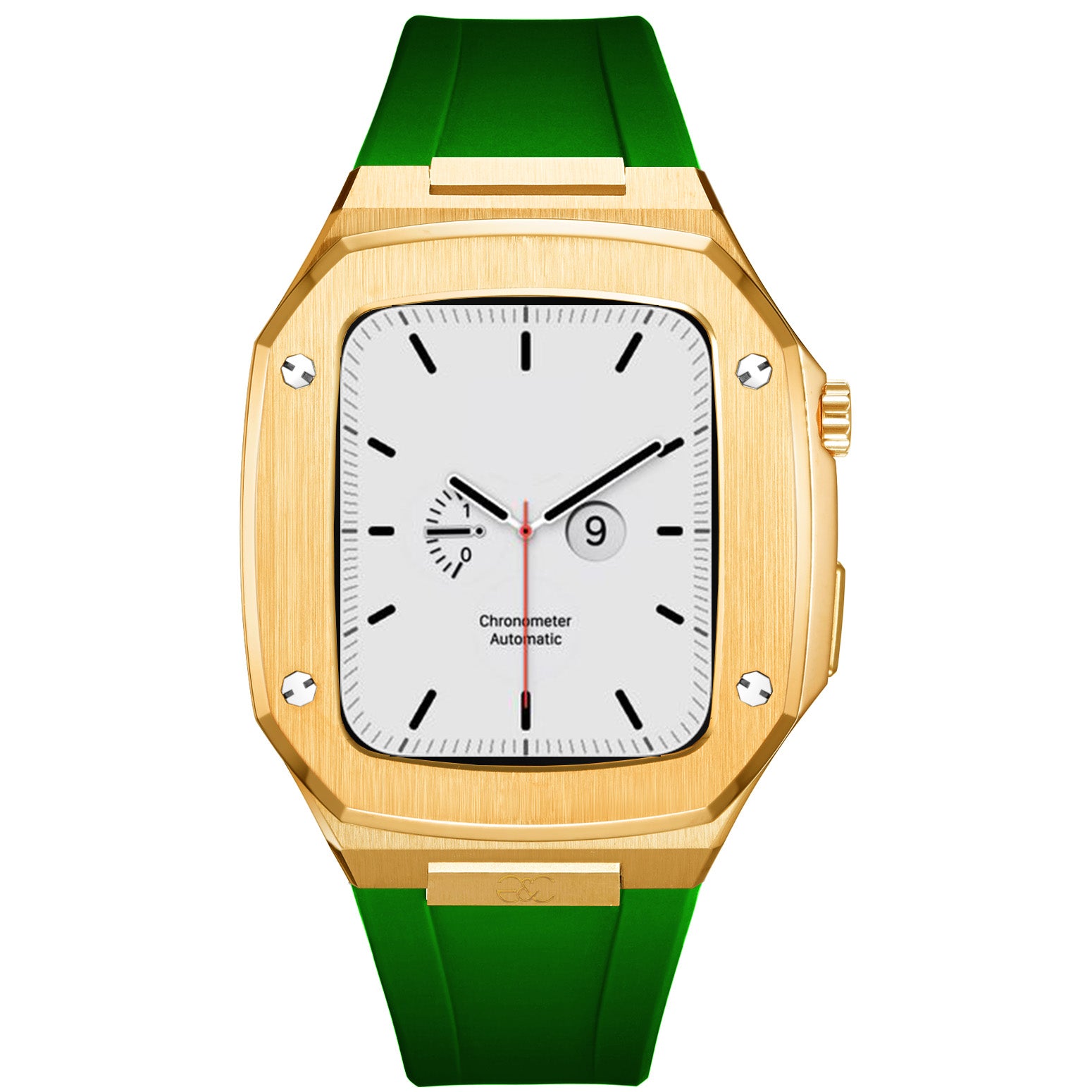 44/45mm Apple Watch Gold Steel case (Silicone band) - Gold & Cherry