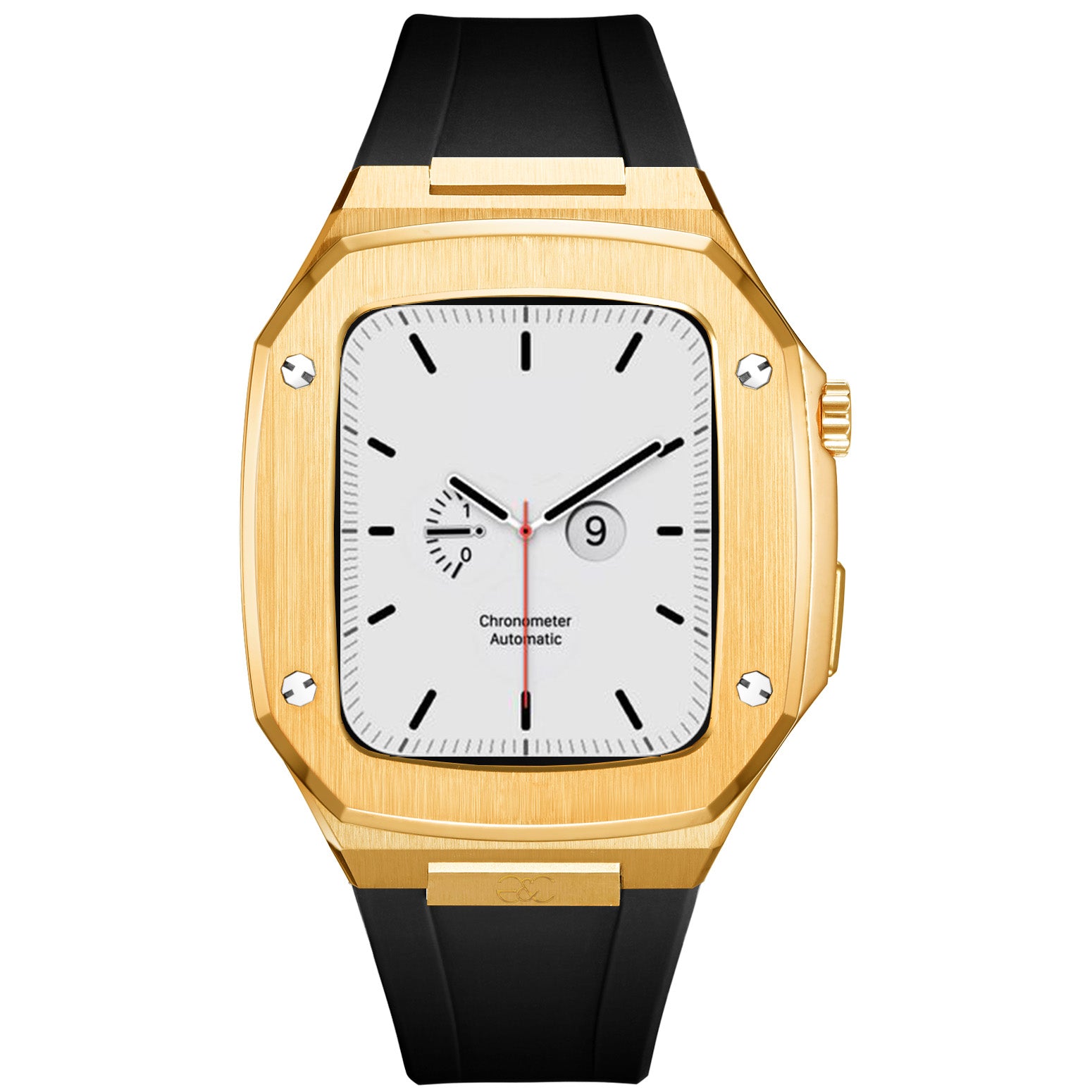 44/45mm Apple Watch Gold Steel case (Silicone band) - Gold & Cherry