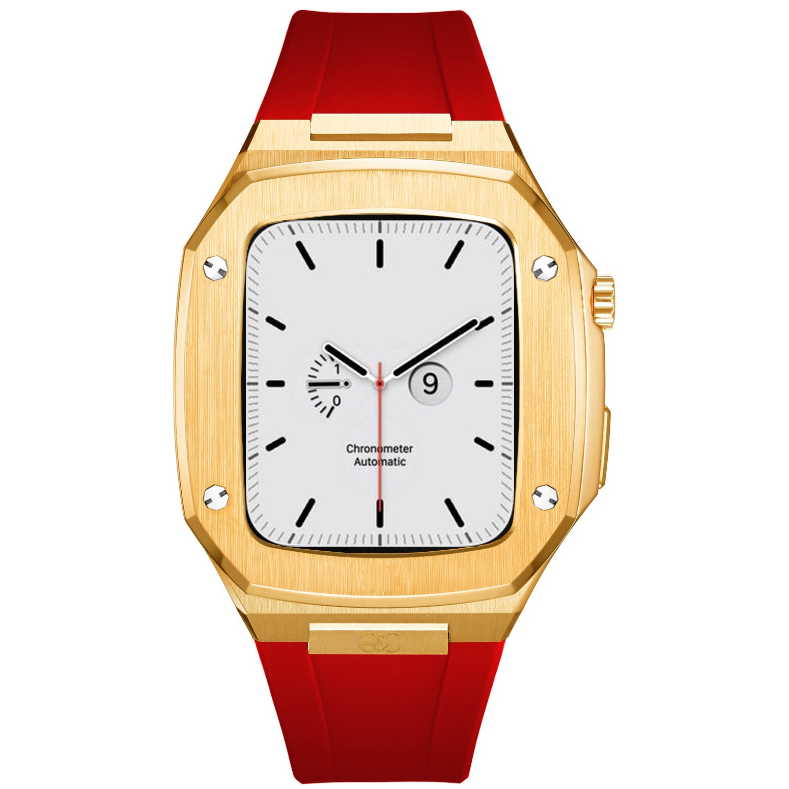 44/45mm Apple Watch Gold Steel case (Silicone band) - Gold & Cherry