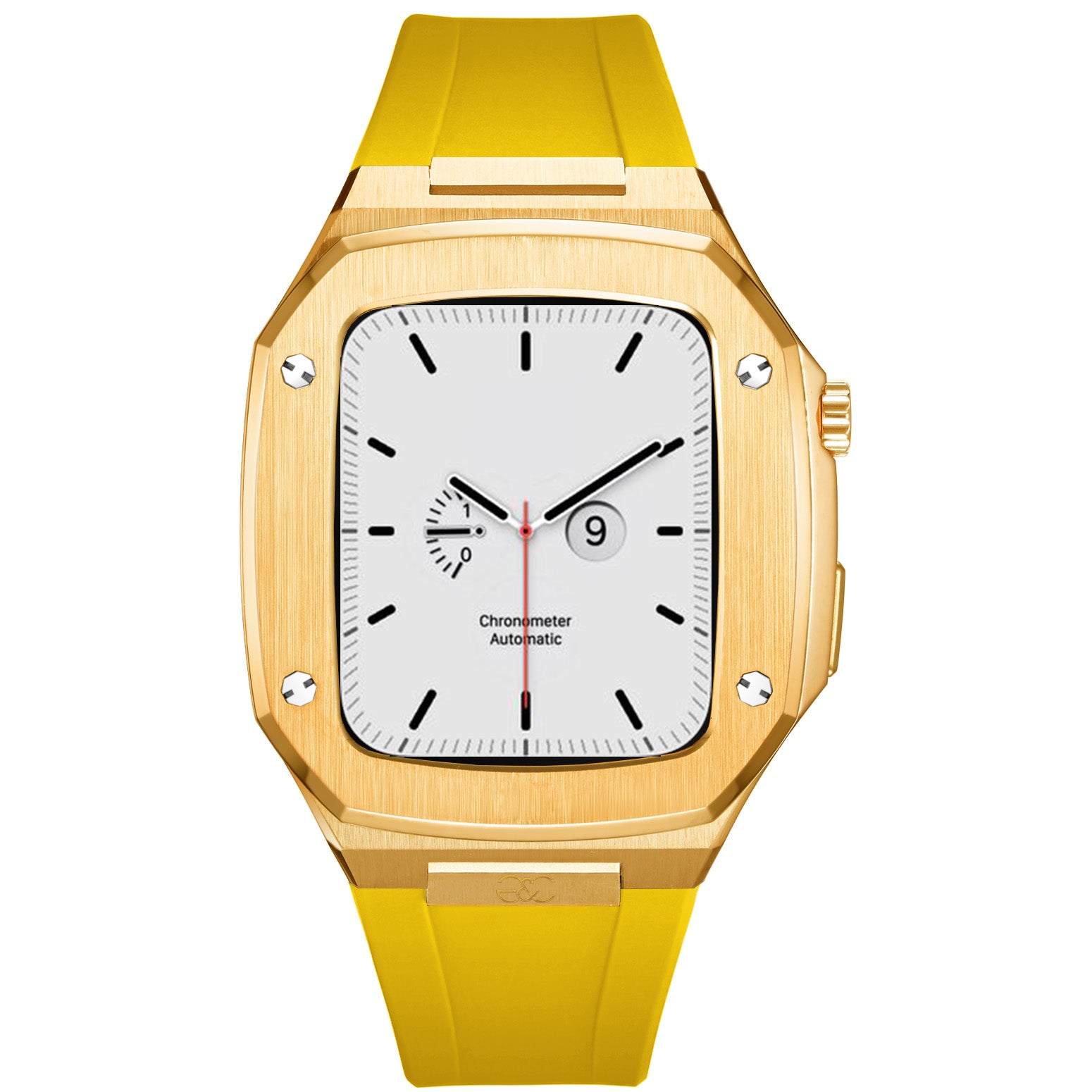 44/45mm Apple Watch Gold Steel case (Silicone band) - Gold & Cherry