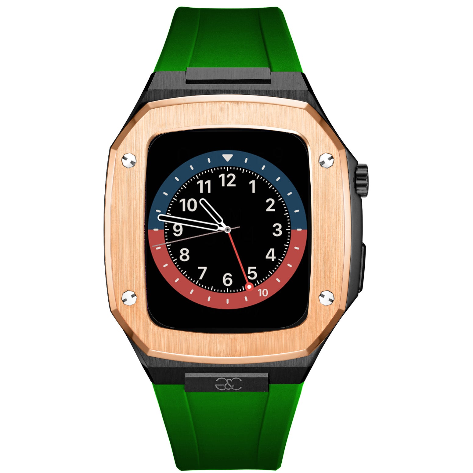 44/45mm Apple Watch R.Gold on Black Steel case (Silicone band) - Gold & Cherry