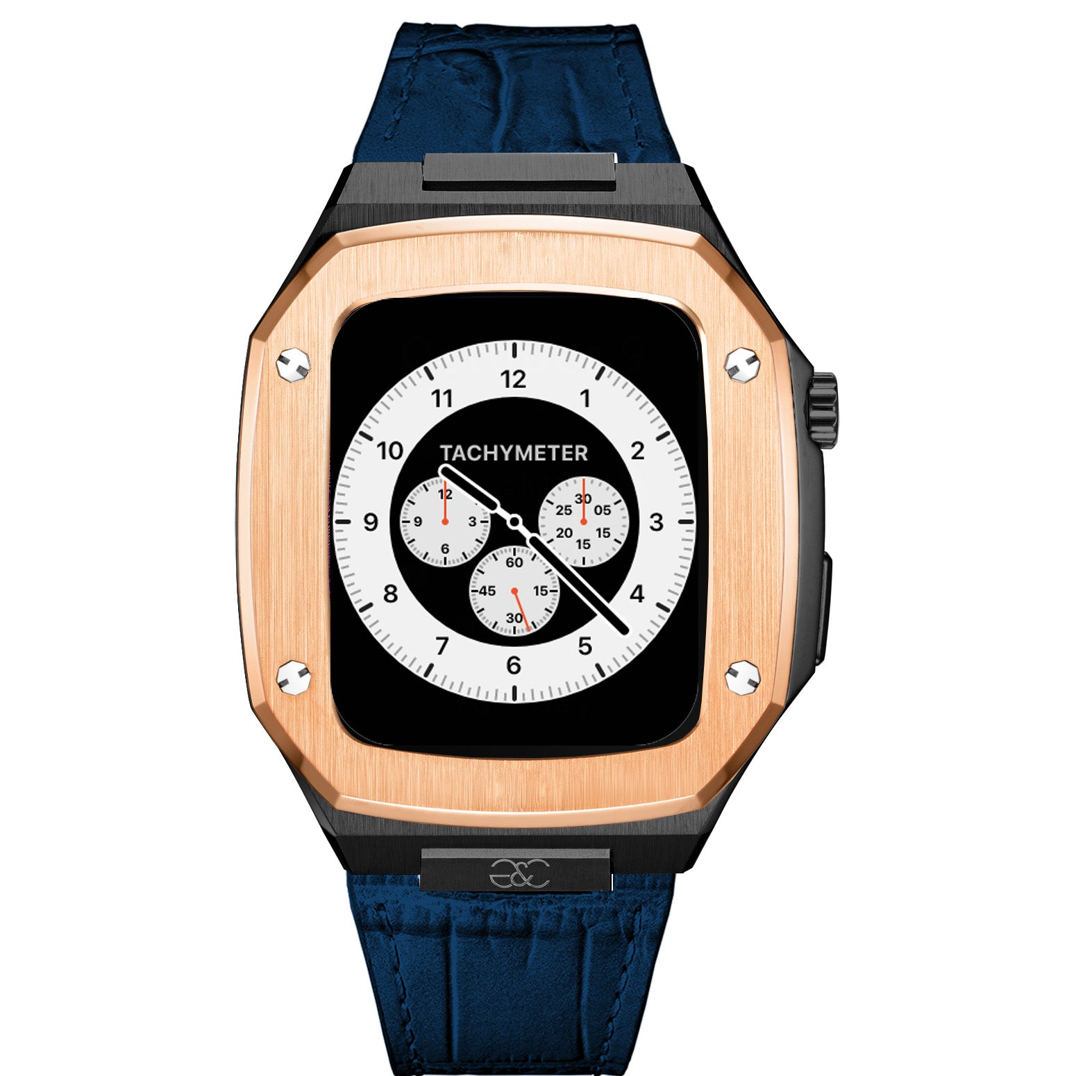 Apple Watch R.Gold on Black steel case (Leather band) - Gold & Cherry