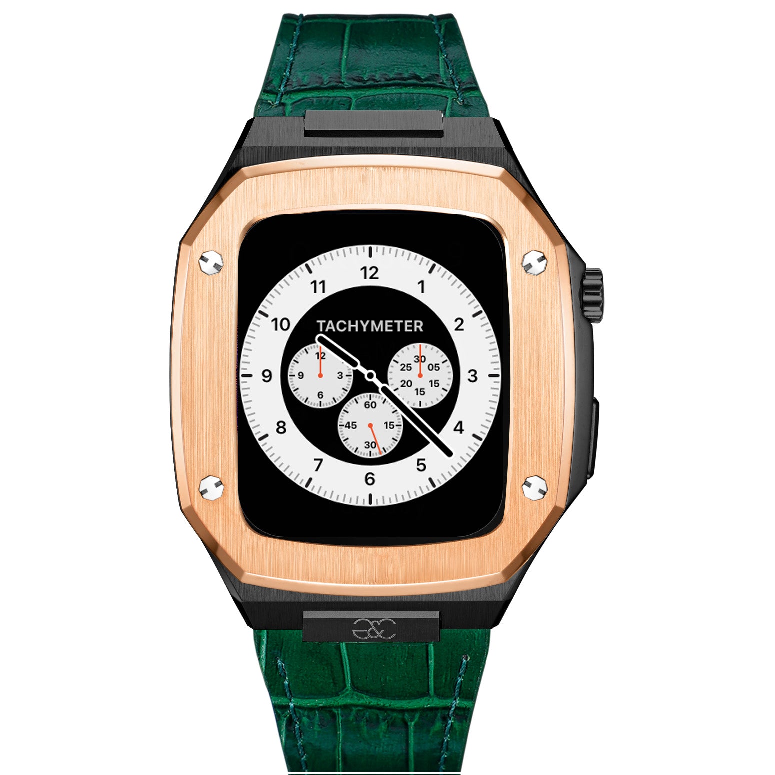 Apple Watch R.Gold on Black steel case (Leather band) - Gold & Cherry