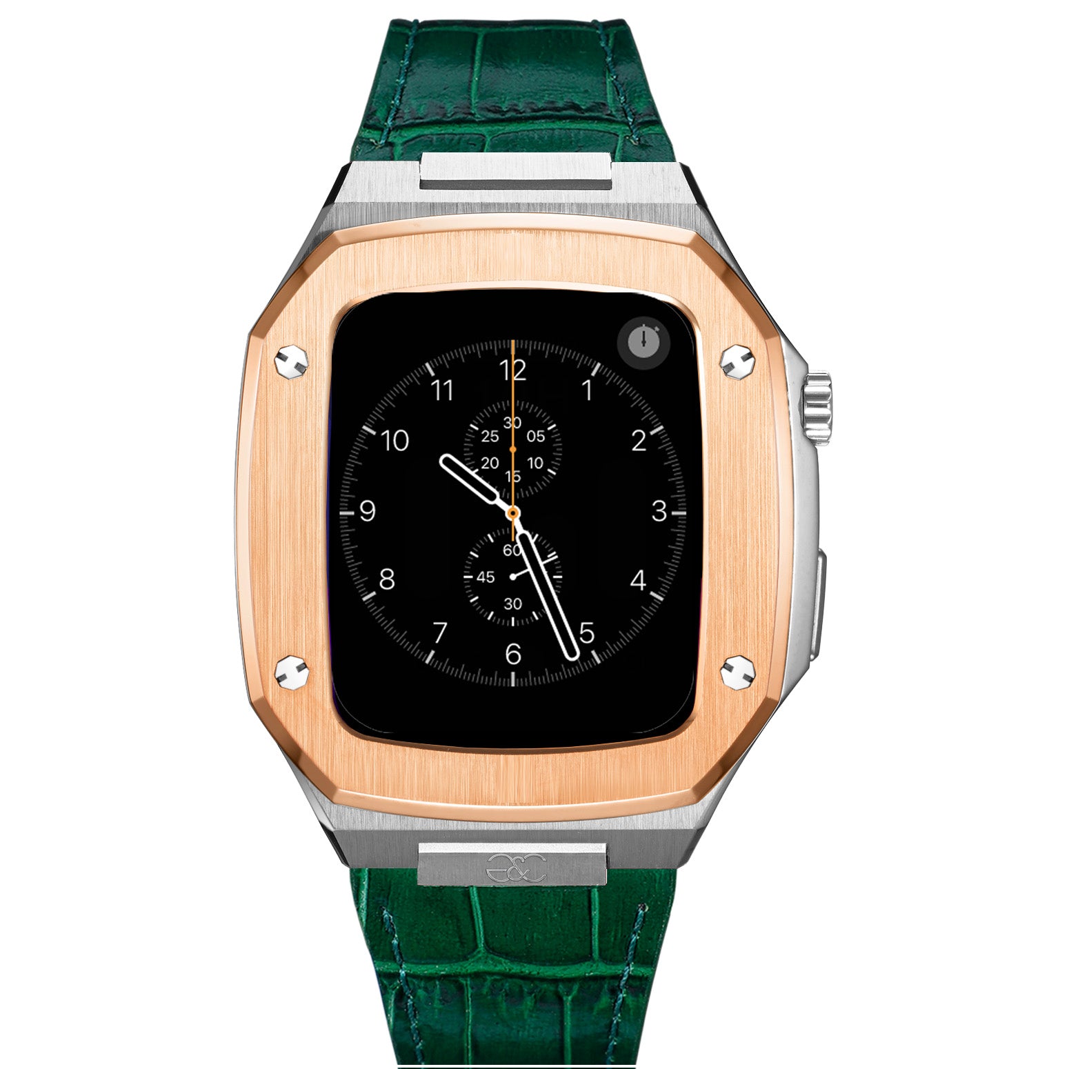 Apple Watch R.Gold on Silver Steel case (Leather band) - Gold & Cherry