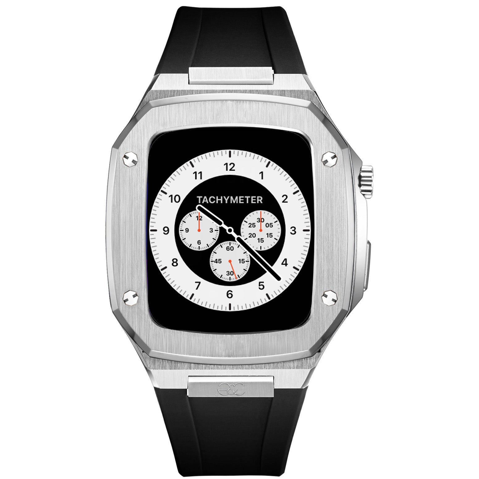 44/45mm Apple Watch Silver Steel case (Silicone band) - Gold & Cherry