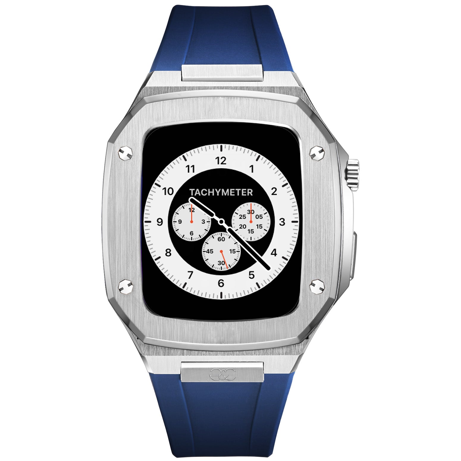 44/45mm Apple Watch Silver Steel case (Silicone band) - Gold & Cherry