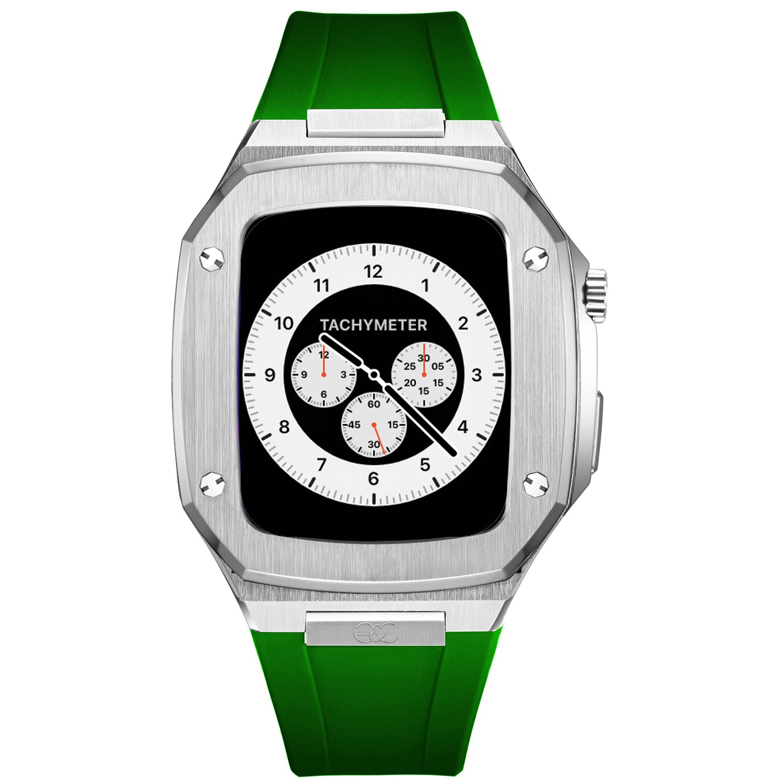 44/45mm Apple Watch Silver Steel case (Silicone band) - Gold & Cherry