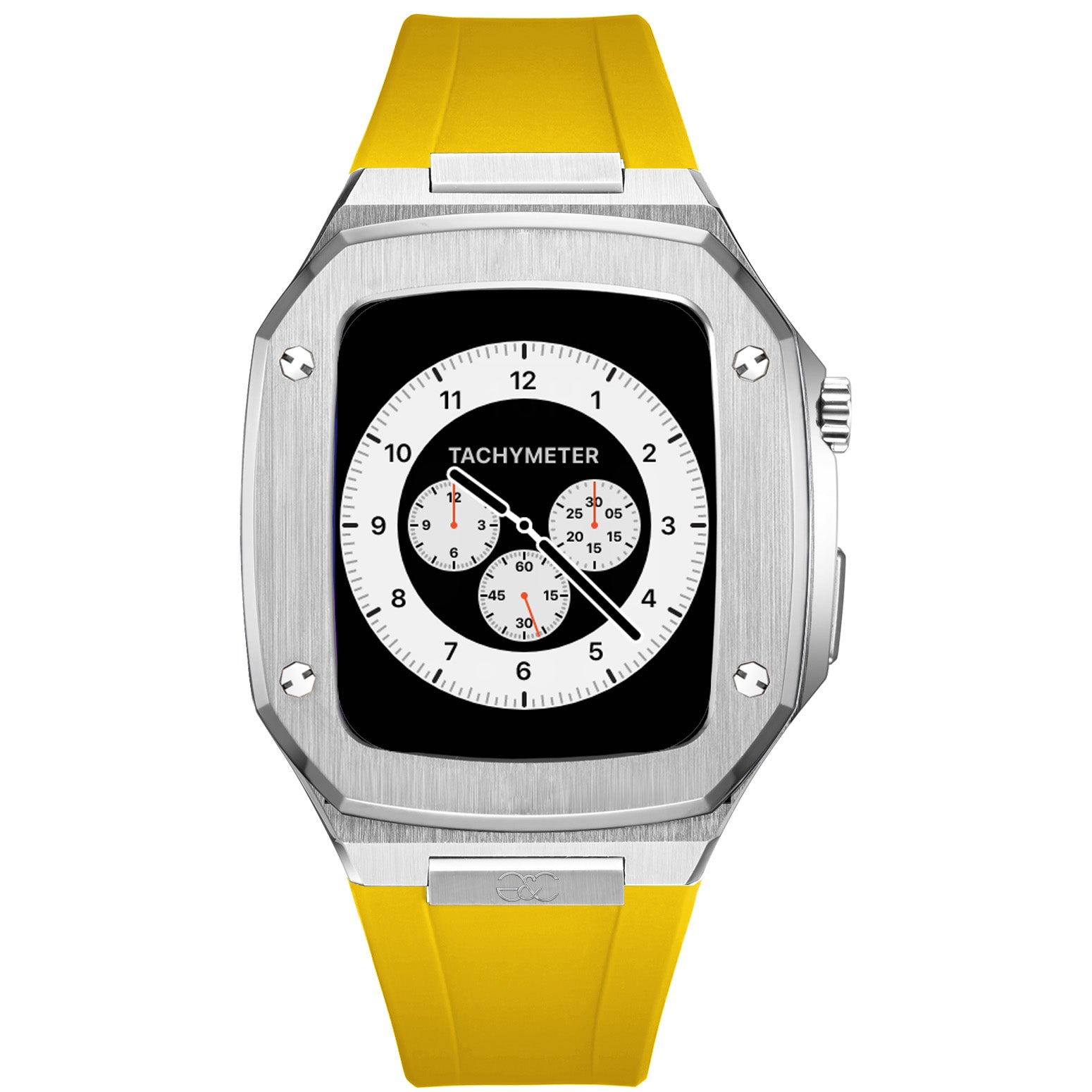 44/45mm Apple Watch Silver Steel case (Silicone band) - Gold & Cherry