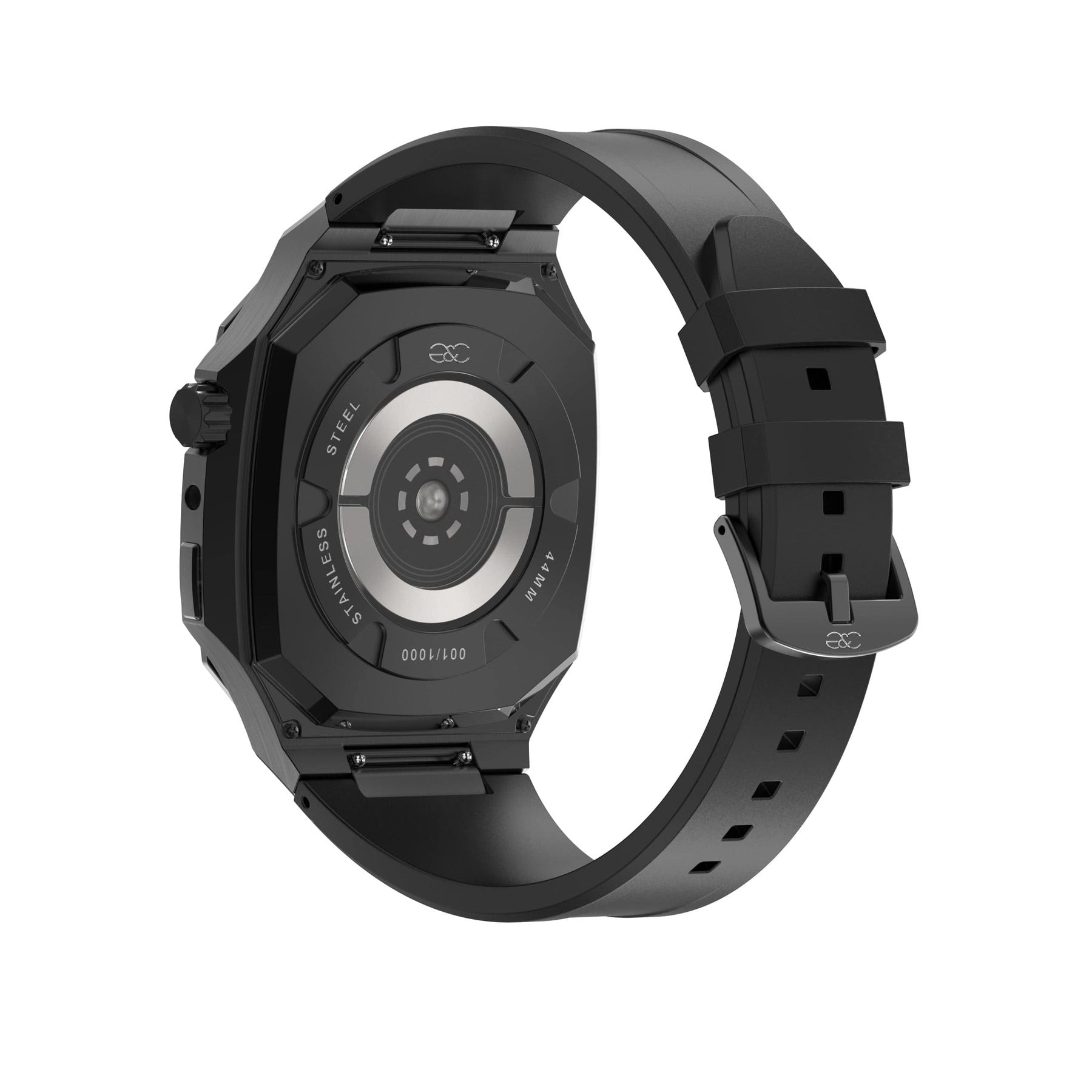 44/45mm Apple Watch Black Steel case (Silicone band) - Gold & Cherry