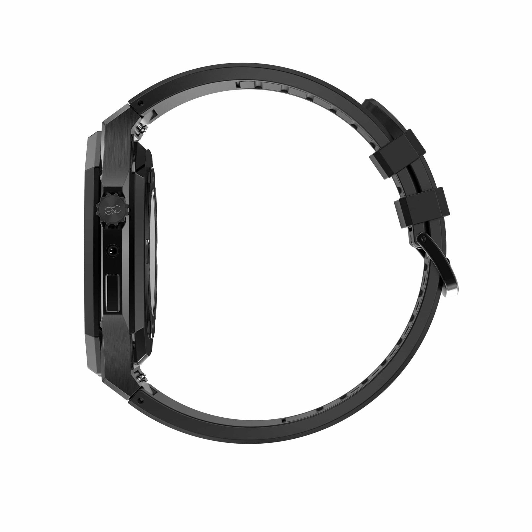 44/45mm Apple Watch Black Steel case (Silicone band) - Gold & Cherry
