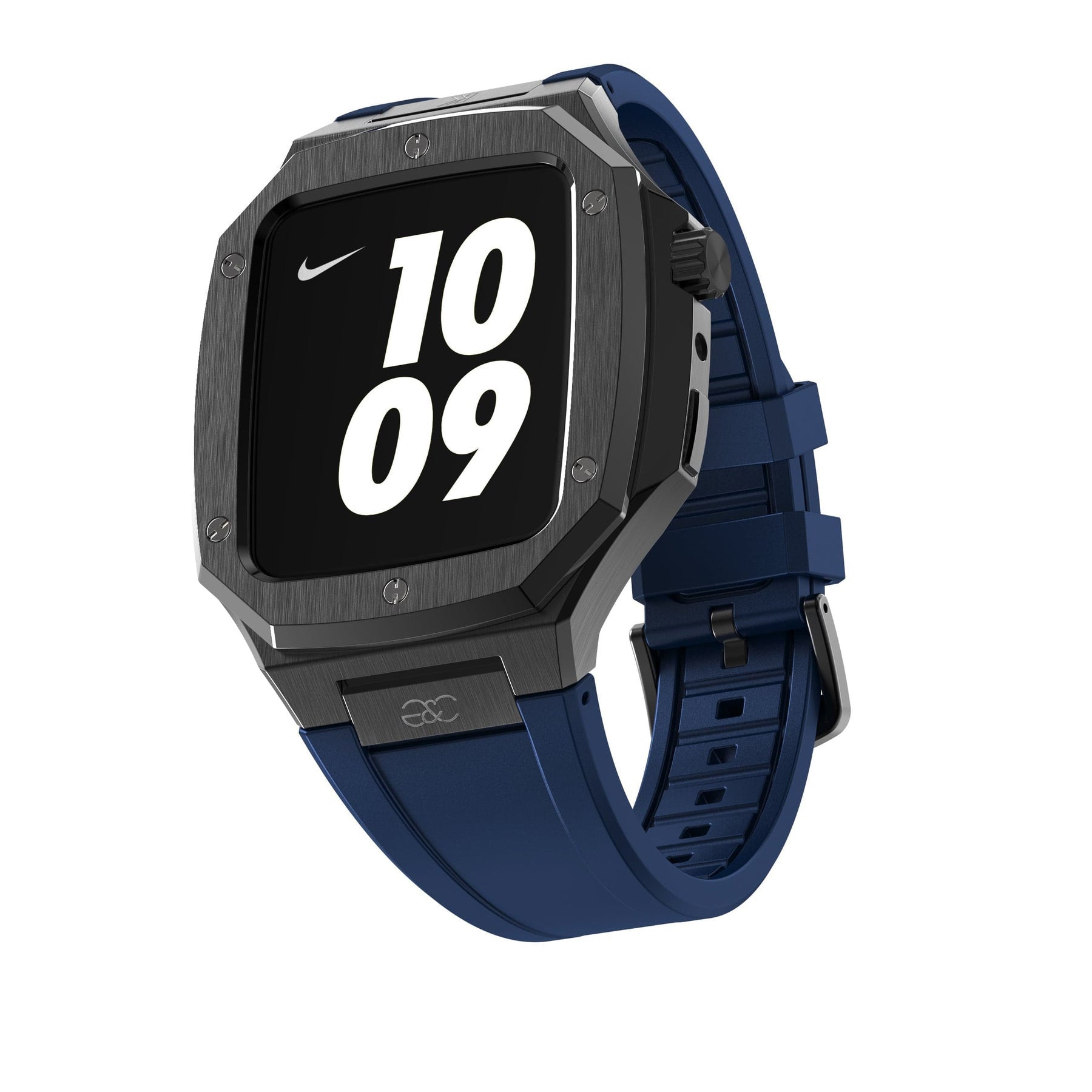 44/45mm Apple Watch Black Steel case (Silicone band) - Gold & Cherry