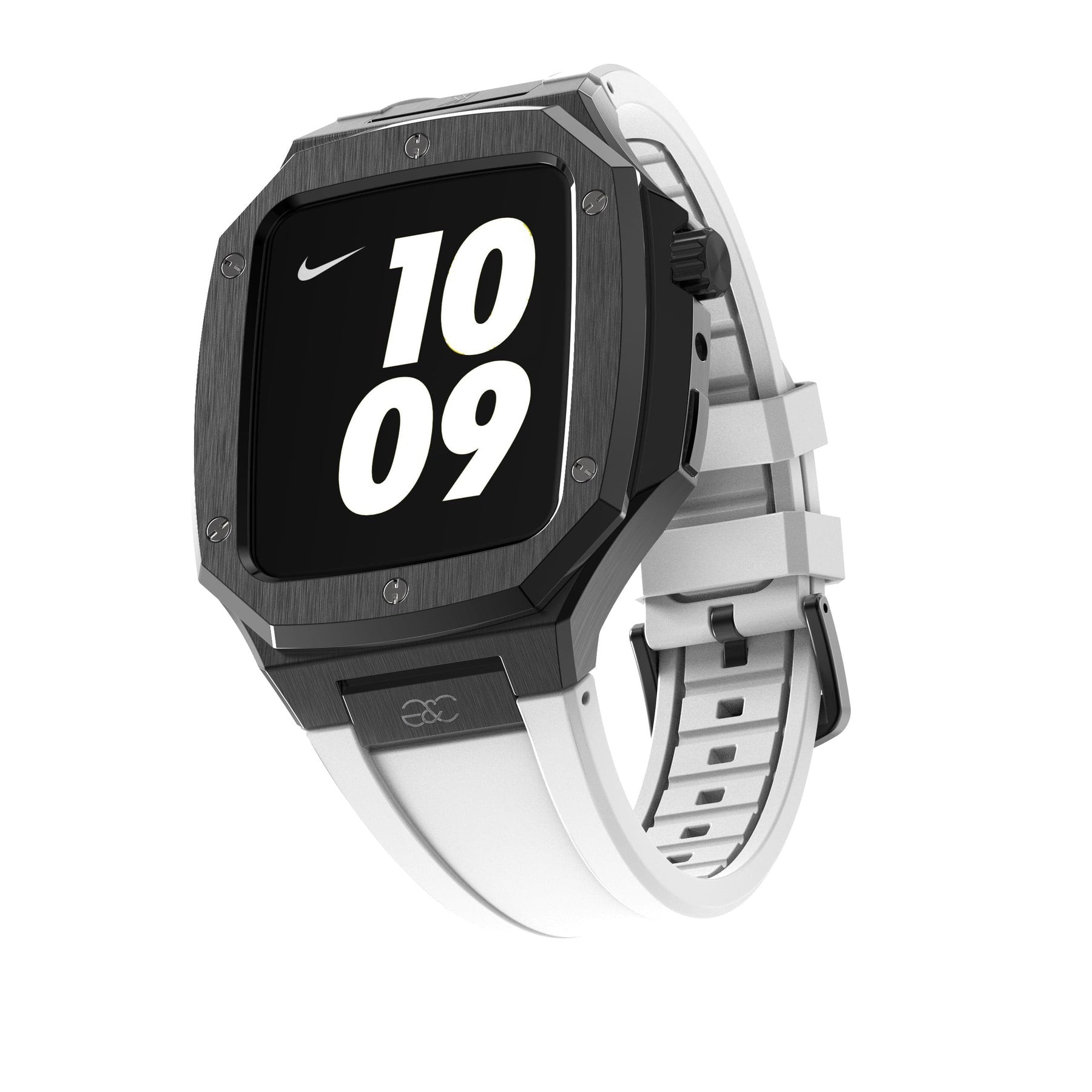 44/45mm Apple Watch Black Steel case (Silicone band) - Gold & Cherry