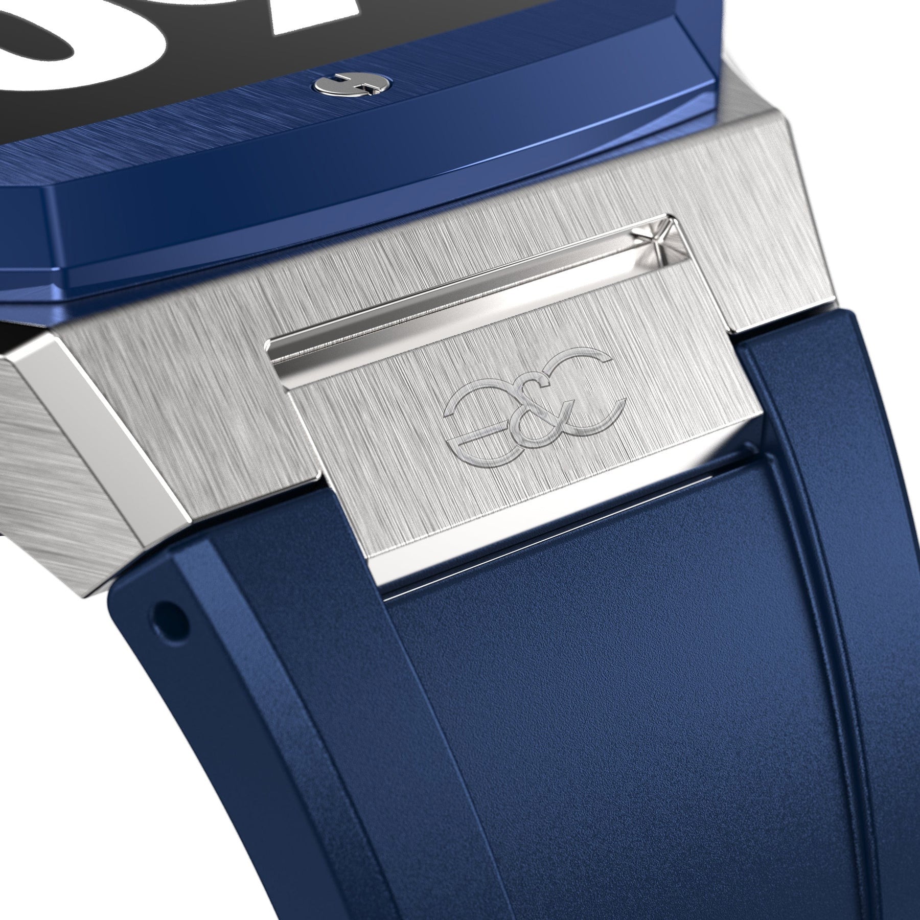 44mm Apple Watch Blue on Silver Steel case (Silicone band) - Gold & Cherry