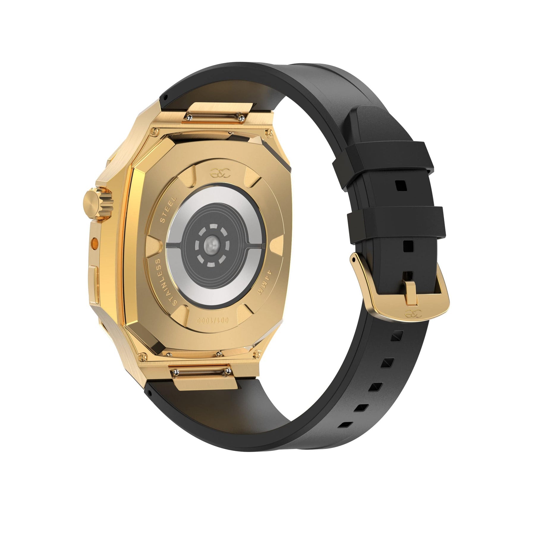 44/45mm Apple Watch Gold Steel case (Silicone band) - Gold & Cherry