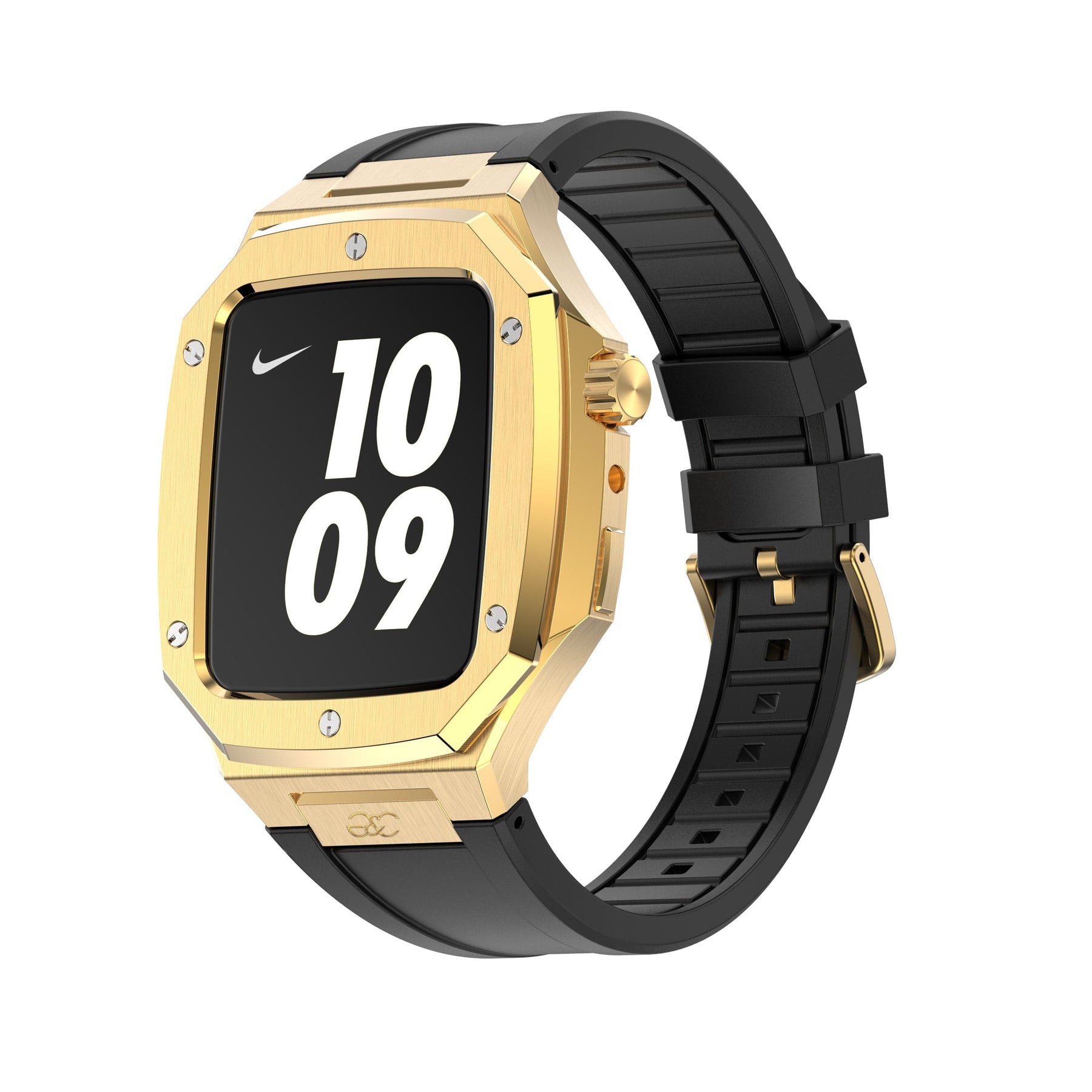 44/45mm Apple Watch Gold Steel case (Silicone band) - Gold & Cherry