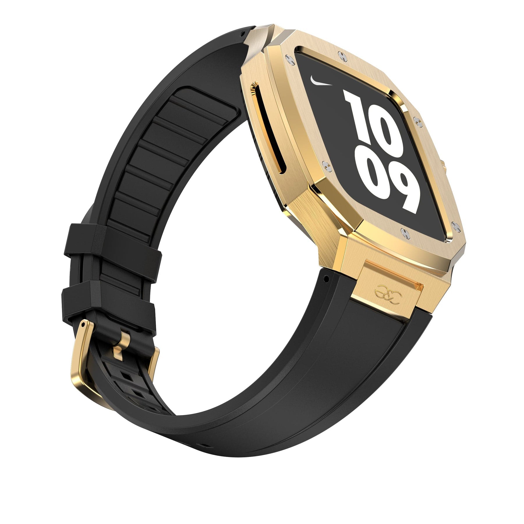 44/45mm Apple Watch Gold Steel case (Silicone band) - Gold & Cherry