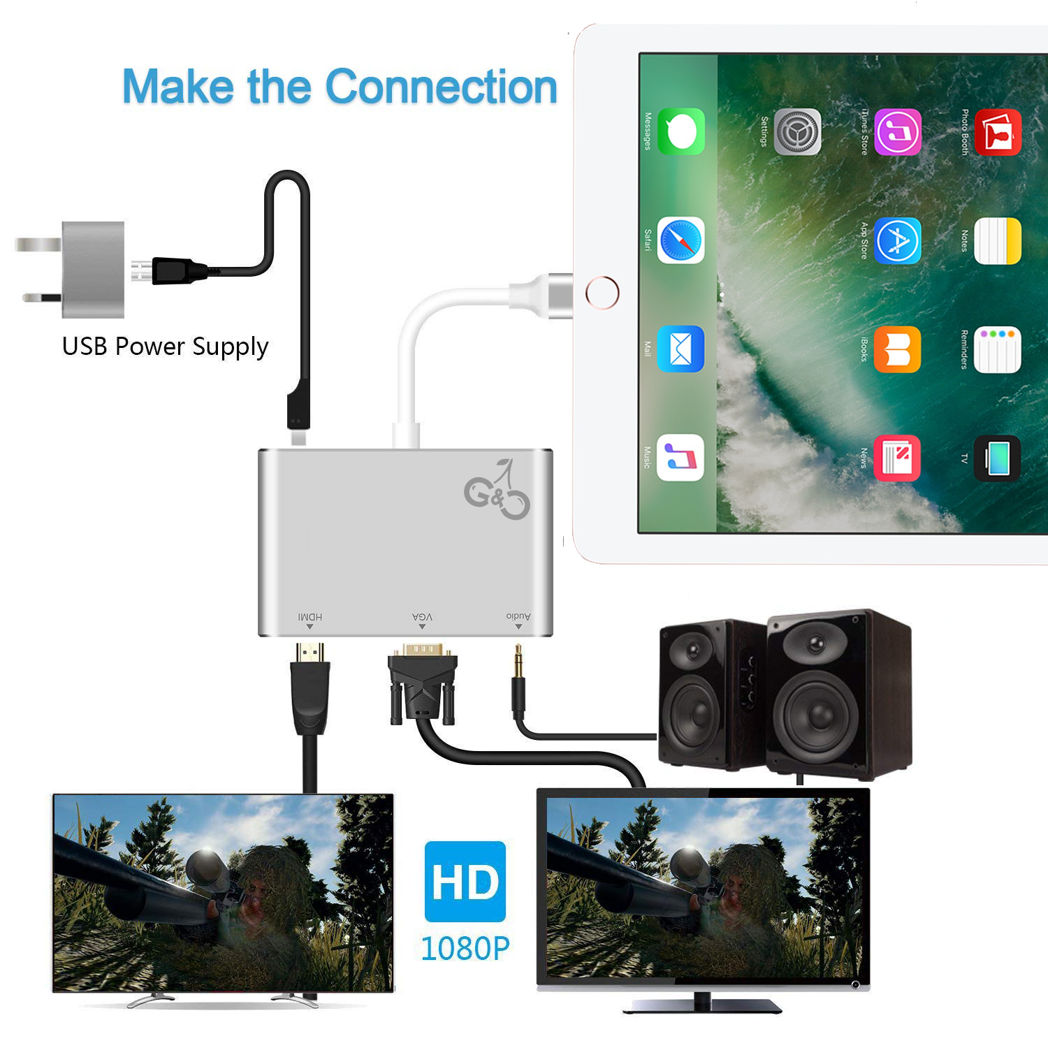 Lighting Video Hub for iPad and iPhone - Gold & Cherry