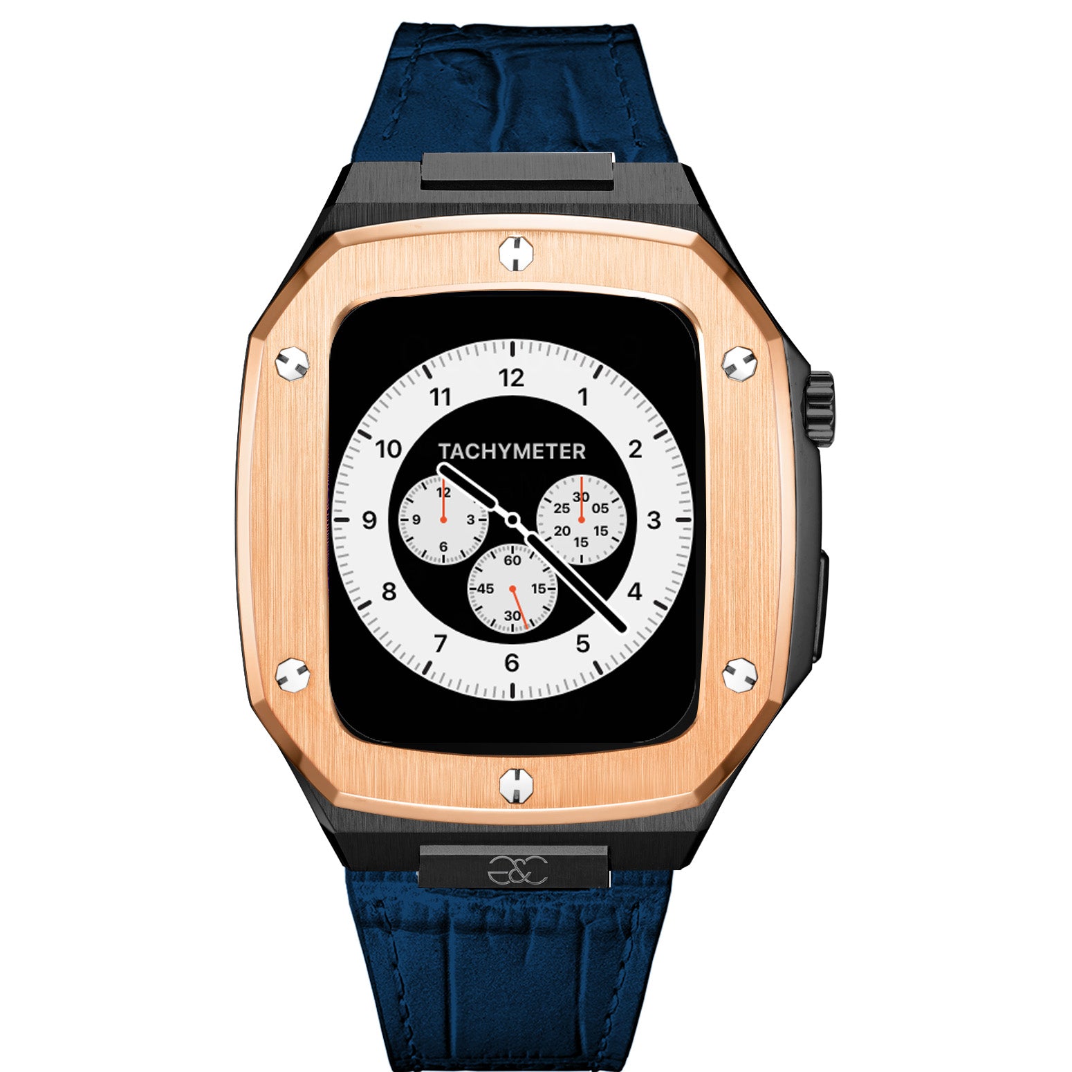 Apple Watch R.Gold on Black steel case (Leather band) - Gold & Cherry