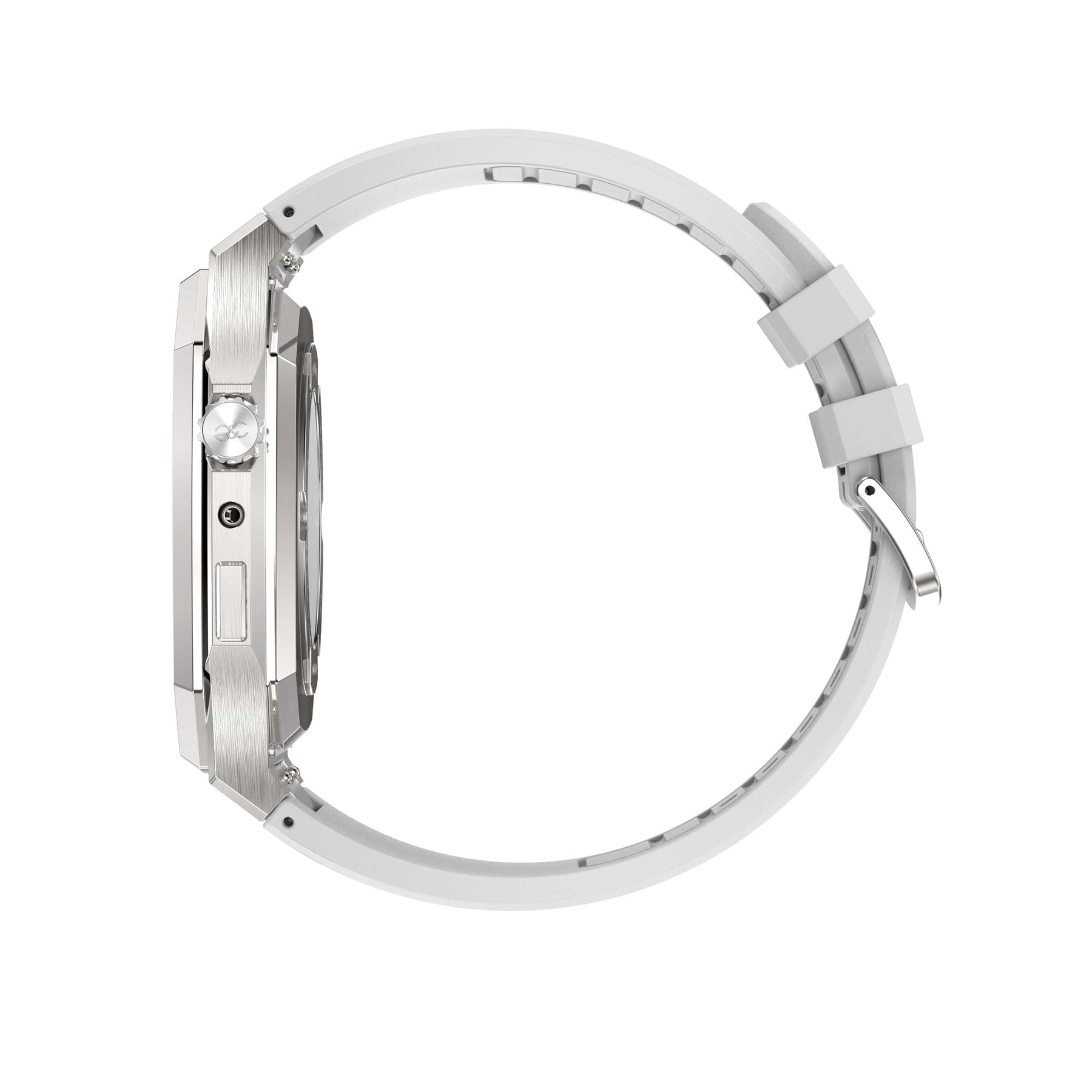 44/45mm Apple Watch Silver Steel case (Silicone band) - Gold & Cherry