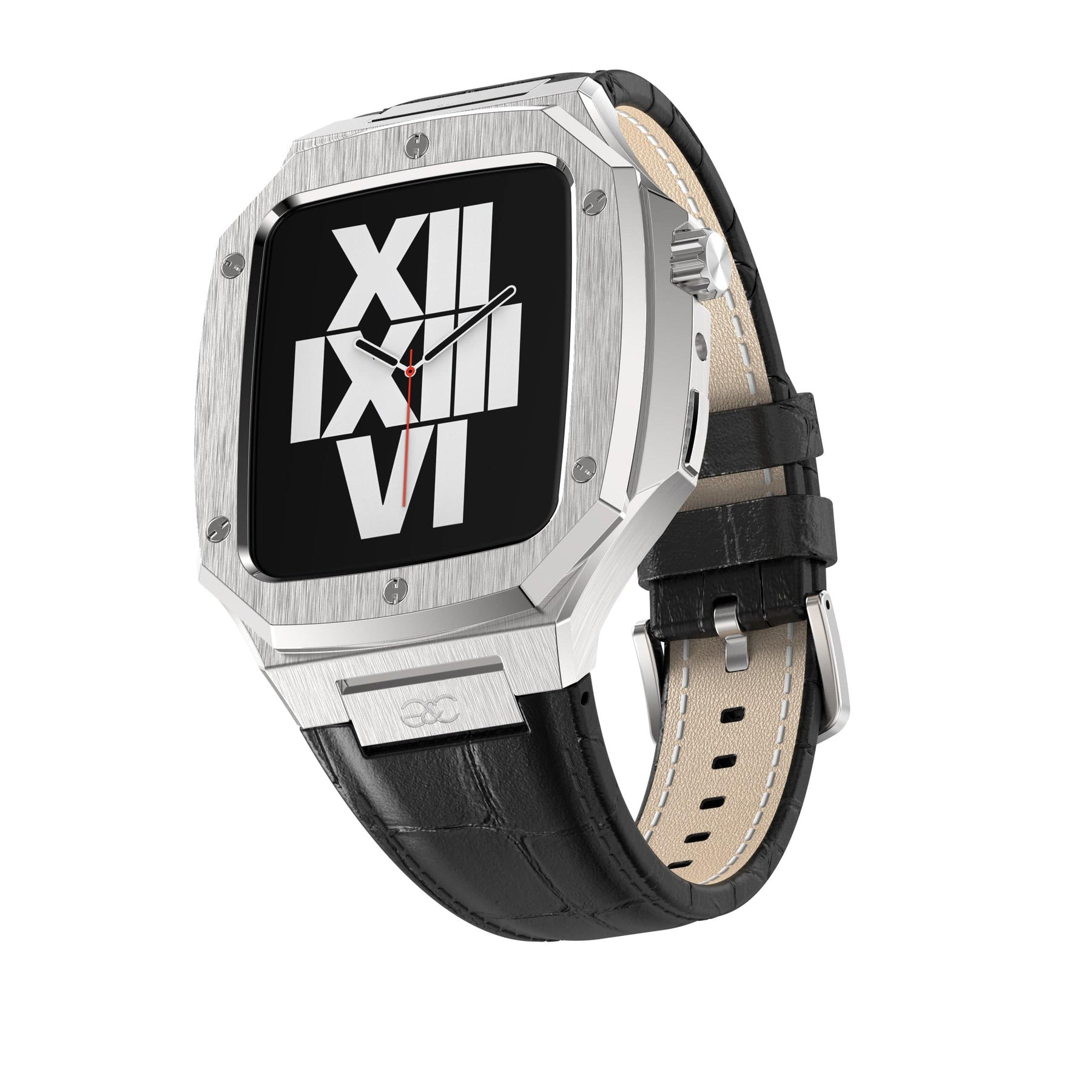 Apple Watch Silver Steel case (Leather band) - Gold & Cherry
