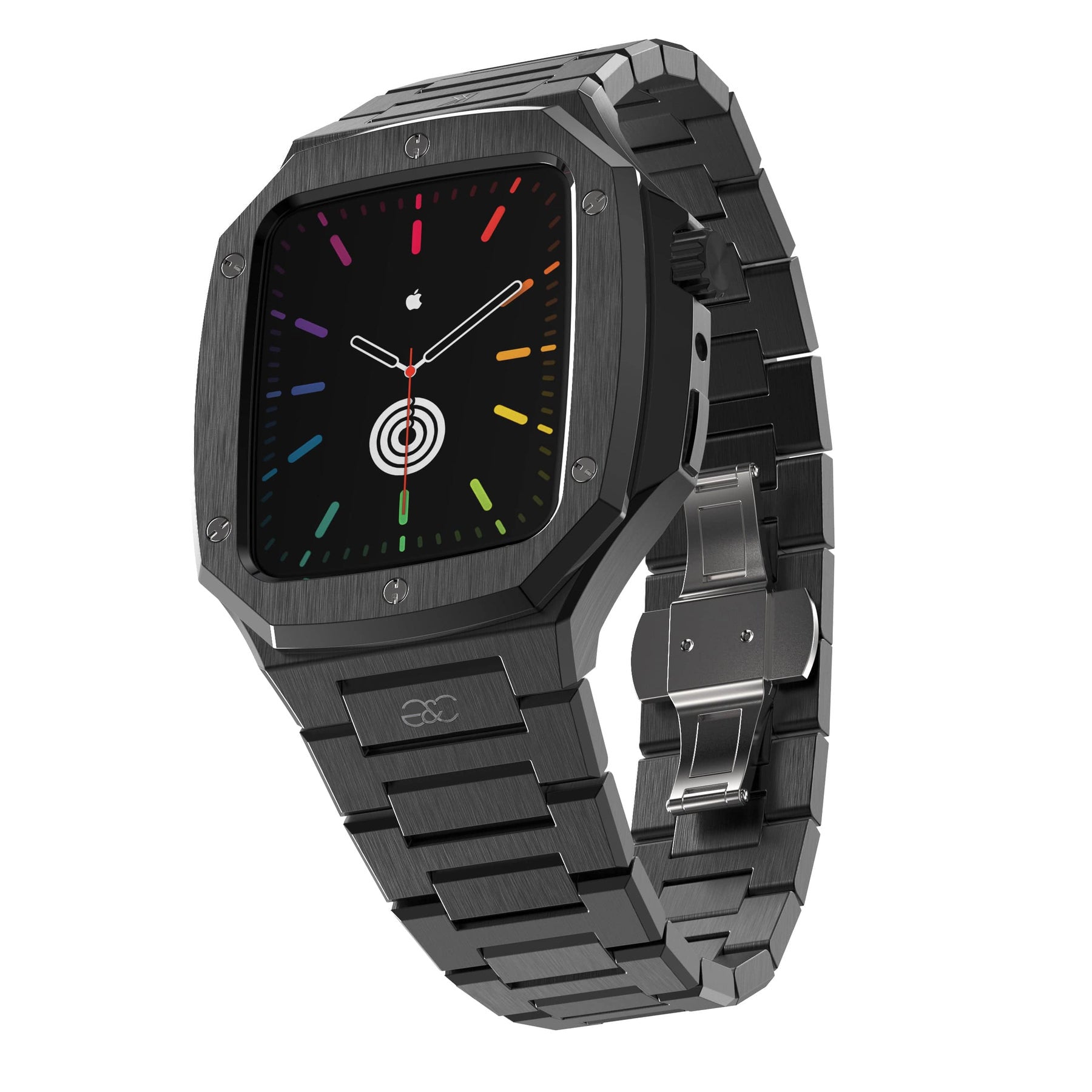 40/44/45mm Apple Watch Black Steel case & band - Gold & Cherry