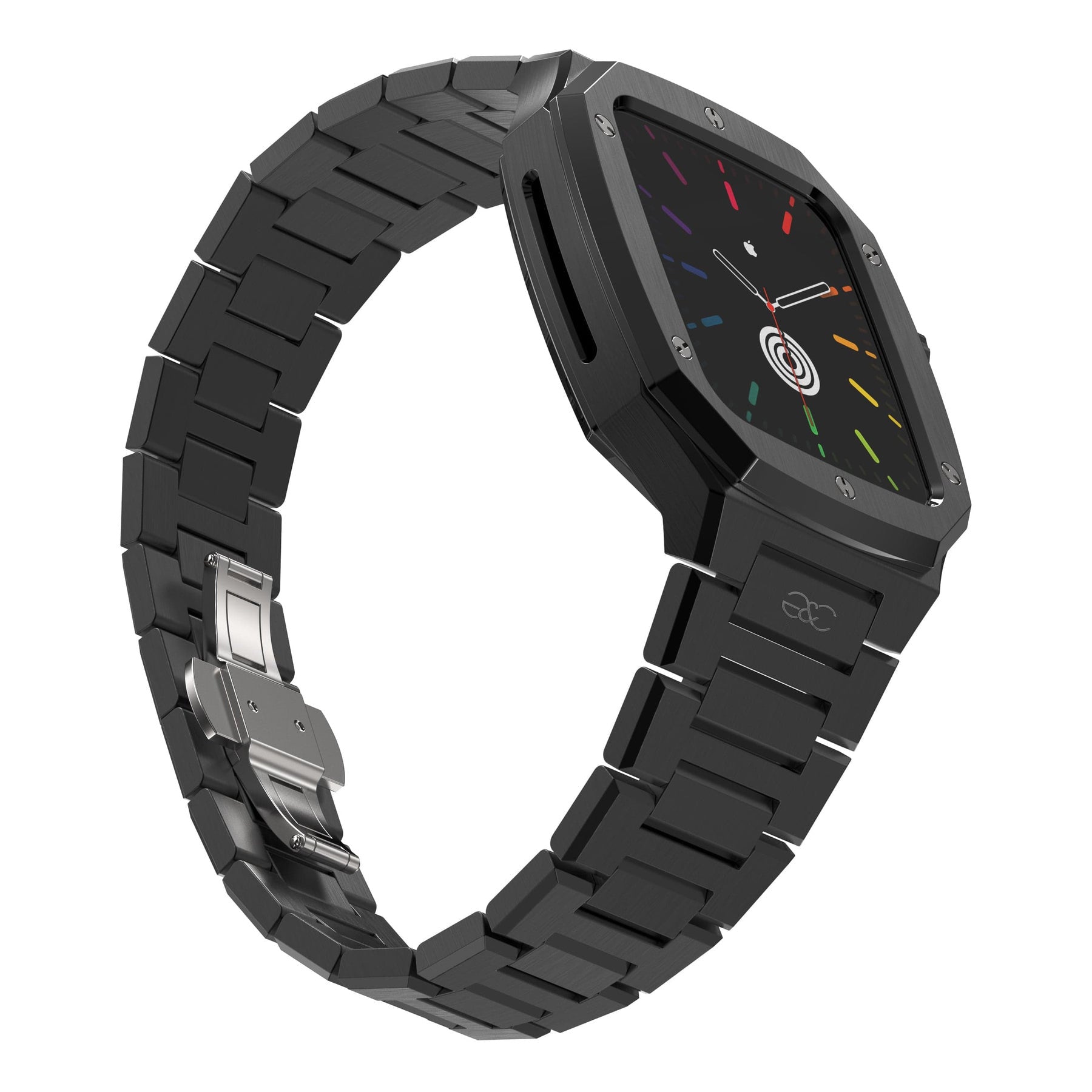 40/44/45mm Apple Watch Black Steel case & band - Gold & Cherry