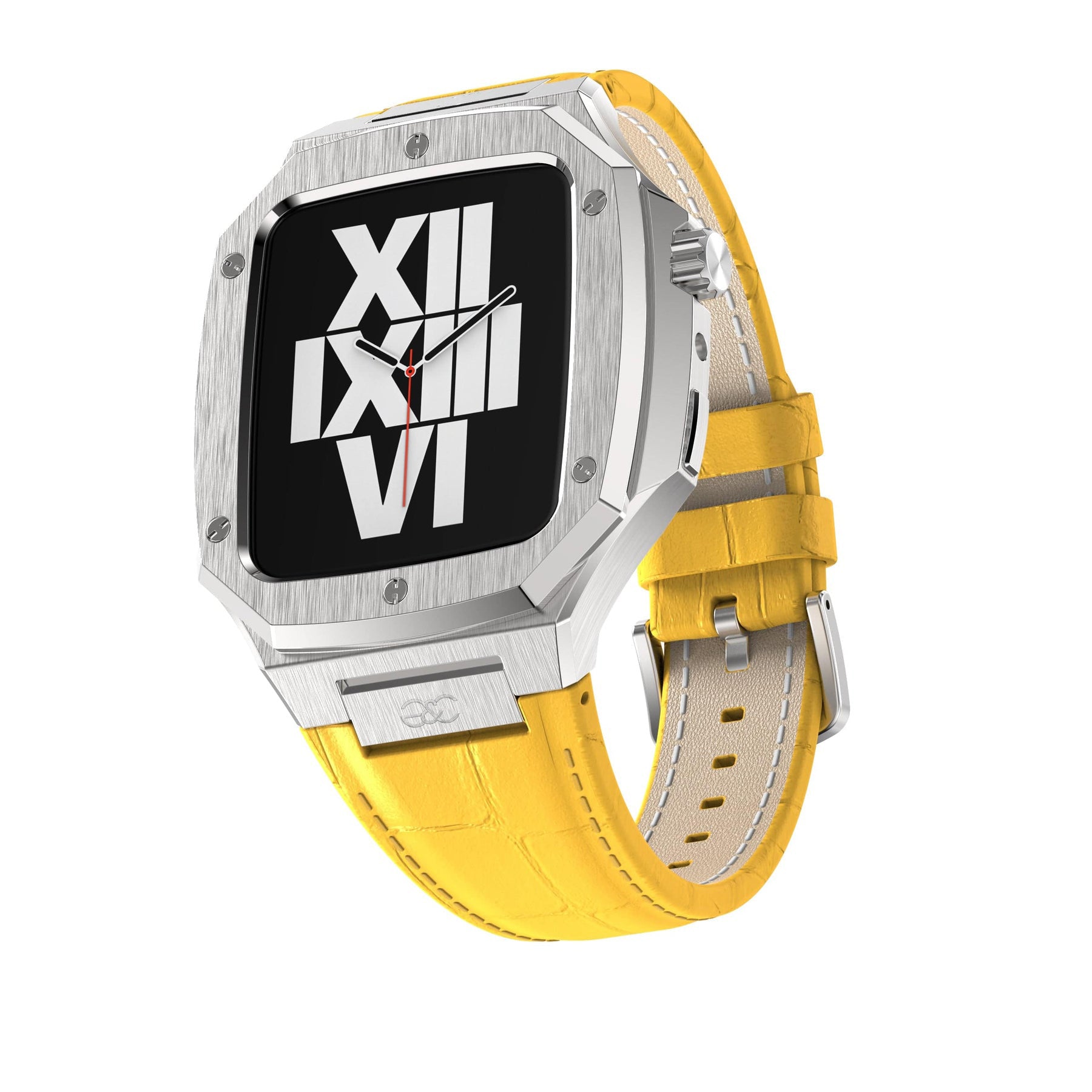 Apple Watch Silver Steel case (Leather band) - Gold & Cherry