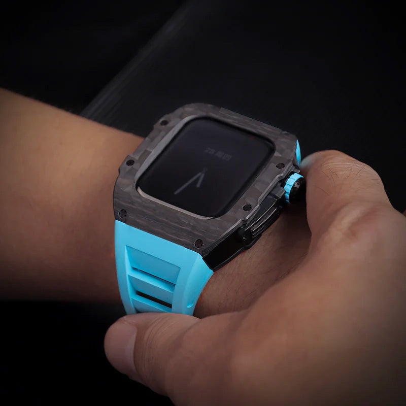 44/45MM Apple watch Carbon fiber & Black Titanium case - Gold & Cherry