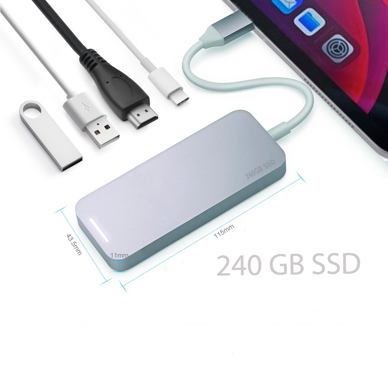 240 GB SSD Drive & USB-C Hub for iPad - Gold & Cherry