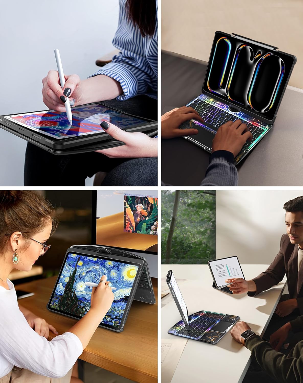 10.9"-13" Transparent 360° iPad Keyboard Case