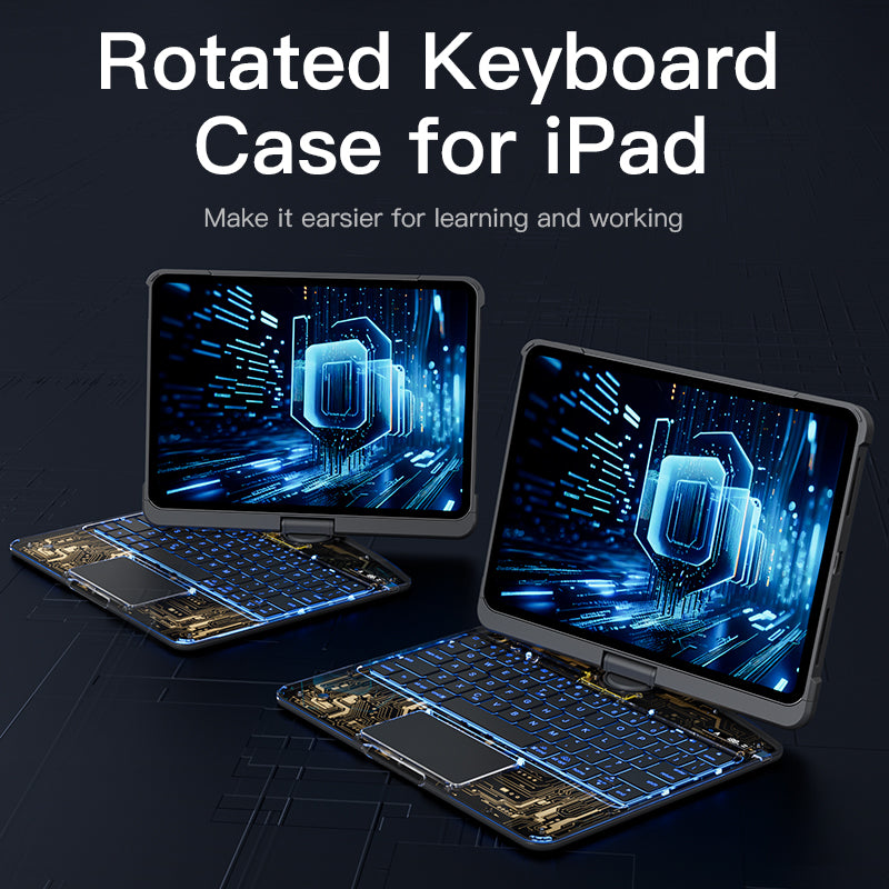 10.9"-13" Transparent 360° iPad Keyboard Case