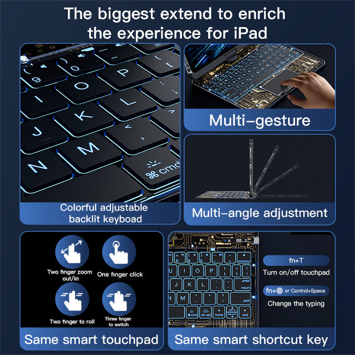 10.9"-13" Transparent 360° iPad Keyboard Case