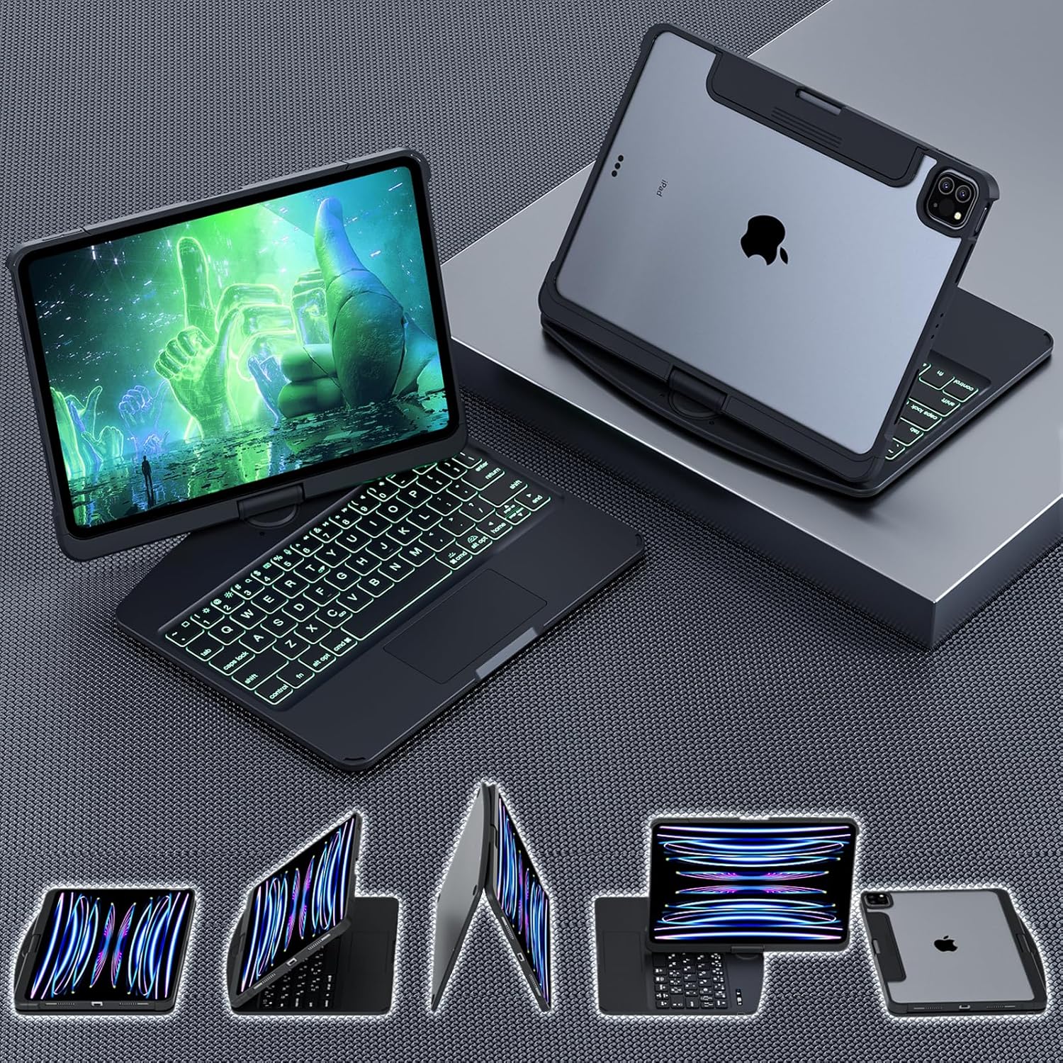 Transparent 360° iPad Keyboard Case