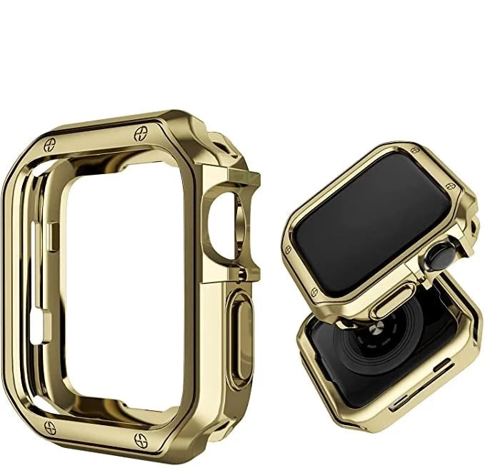 Apple Watch Gold Silicone case & Steel band - Gold & Cherry